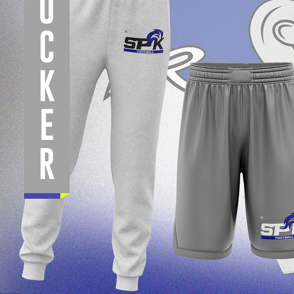 Locker collection mockup — joggers and mesh shorts.